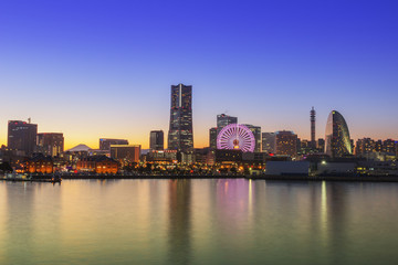 Fototapeta na wymiar Japan twilight at Yokohama city