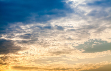 colorful dramatic sky with cloud at sunset