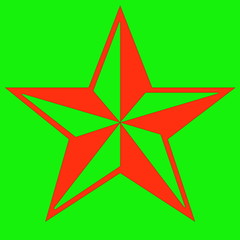 
Image of a red relief star on a bright green background.