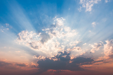 colorful dramatic sky with cloud at sunset
