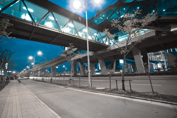 City road surface floor with viaduct bridge
