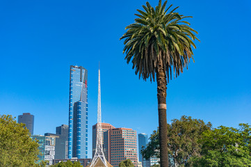 Melbourne Southbank cityscape on sunny day