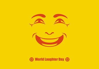 World Laughter Day vector. Funny holiday. Smiling face on yellow background. Important day