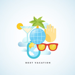 Best Vacation Flat Style Vector Tourism Illustration.