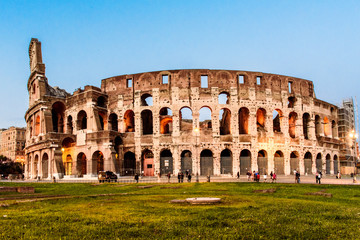 Fototapeta na wymiar Imperial Forums, Coliseum, Tourists, Arch of Costantine, Rome, Lazio, Italy, Europe