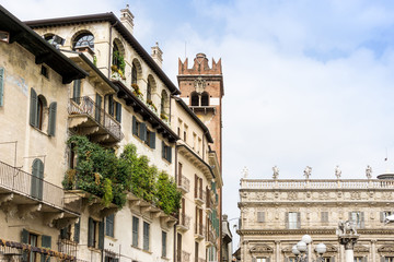 Fototapeta premium Beautiful street view of Verona center which is a world heritage site