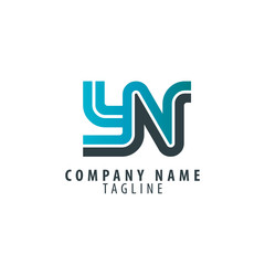 Initial Letter YN Linked Design Logo - obrazy, fototapety, plakaty
