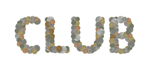 CLUB – Coins on white background