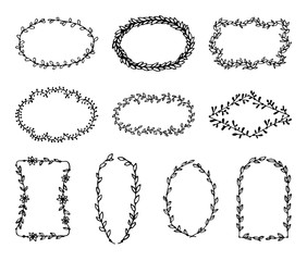Hand drawn doodle vector laurels and wreaths