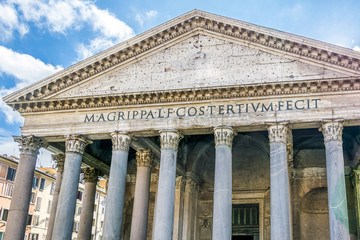 Roman Pantheon facade in Rome