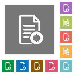 Document certificate square flat icons