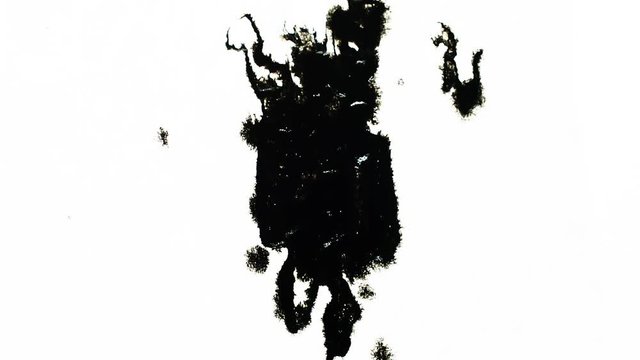Ink Blot. Ink splashes. Drops. Bleeds. Spot. This video with alpha channel.  Can be used for logo or transition background.