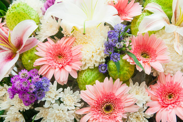 Multi color of Gerbera and lily flowers