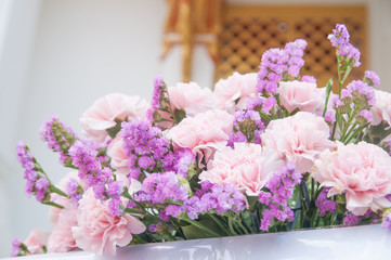 Pink Carnations and Lavender flowers