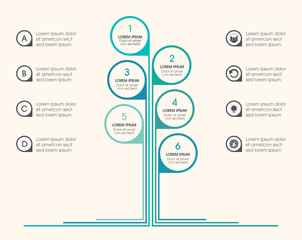 Tree infographic with icons, numbers and placeholder text. Green business diagram, and template. Vector timeline and industry growth chart. - 146089648