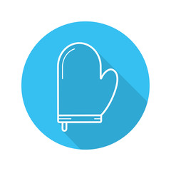 Oven mitt flat linear long shadow icon