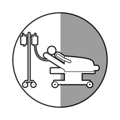 circular frame shading with pictogram person hospitalized in clinical bed vector illustration
