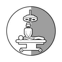 circular frame shading with pictogram patient in surgery vector illustration
