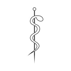 silhouette health symbol with serpent entwined vector illustration