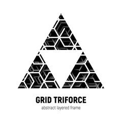 Abstract triangle shape with layered lines triangular grid and shadow