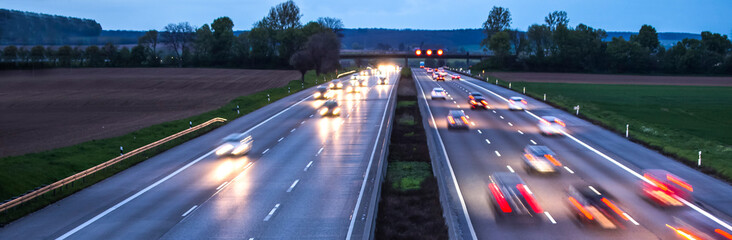 some highway traffic in the evening