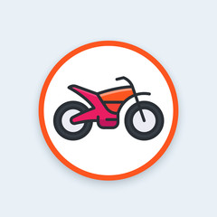 Fototapeta premium offroad bike, motorcycle vector icon, flat style with outline