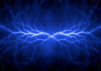 Naklejka premium Blue lighning, abstract electrical background