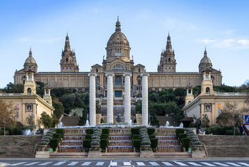 Obraz premium National Palace of Barcelona on mountain Montjuic