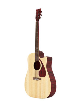 Acoustic guitar without shadow on white background 3d
