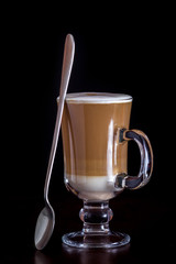 coffee latte macchiato on a black background