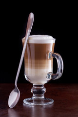 coffee latte macchiato on a black background