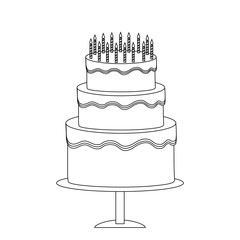 birthday cake with candles icon over white background. vector illustration