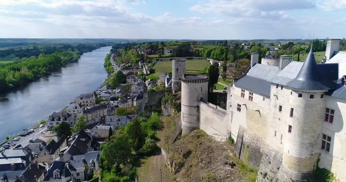 the castle of Chinon, loire valley listed as world heritage by UNESCO, Aerial view