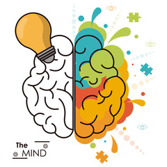 the mind human brain bulb idea analytic creativity vector illustration