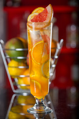 Fresh cocktail juice made of oranges