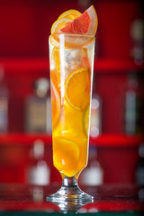 Fresh cocktail juice made of oranges