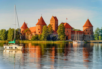 Trakai Island Castle - a popular tourist destination in Lithuania - obrazy, fototapety, plakaty