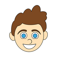 Obraz premium colorful caricature front face boy with expressive gestures vector illustration