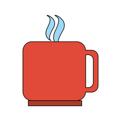 color graphic silhouette mug of coffee with steam vector illustration