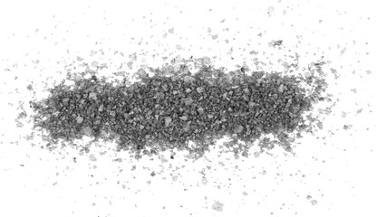 Black volcanic salt pile isolated on white background