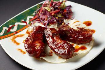 Pork ribs in Mexican style. Mexican food. Mexican cuisine.