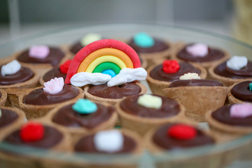 Close up detail of sweets on a candy bar