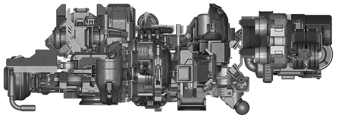 Obraz premium 3d illustration of abstract industrial equipment technology