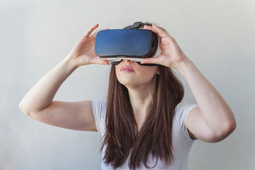 Woman using VR headset