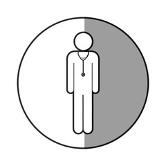 grayscale circular frame shading with pictogram male doctor with stethoscope vector illustration