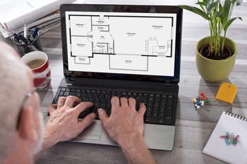 Apartment plan concept on a laptop screen