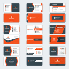 Fototapeta na wymiar Set of modern business card print templates. Horizontal business cards. Red and black colors. Personal visiting card with company logo. Vector illustration. Stationery design
