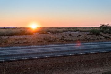 Sunset over Australian outback road