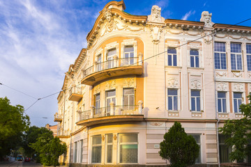 View on classic style building fascade in Evpatoria town