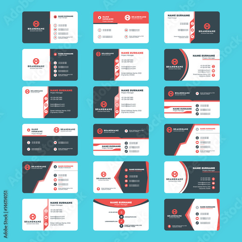 set of modern business card print templates horizontal business cards red and black colors - 40 Horizontal Business Cards Good set of modern business card print templates horizontal business cards red and black colors - 40 Horizontal Business Cards Good